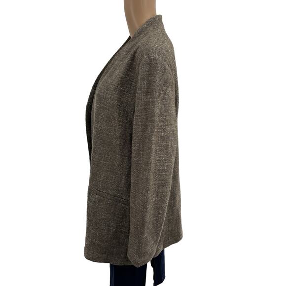 Eileen Fisher Driftwood Cotton Slub Tweed Open Front Blazer Jacket - Picture 9 of 12